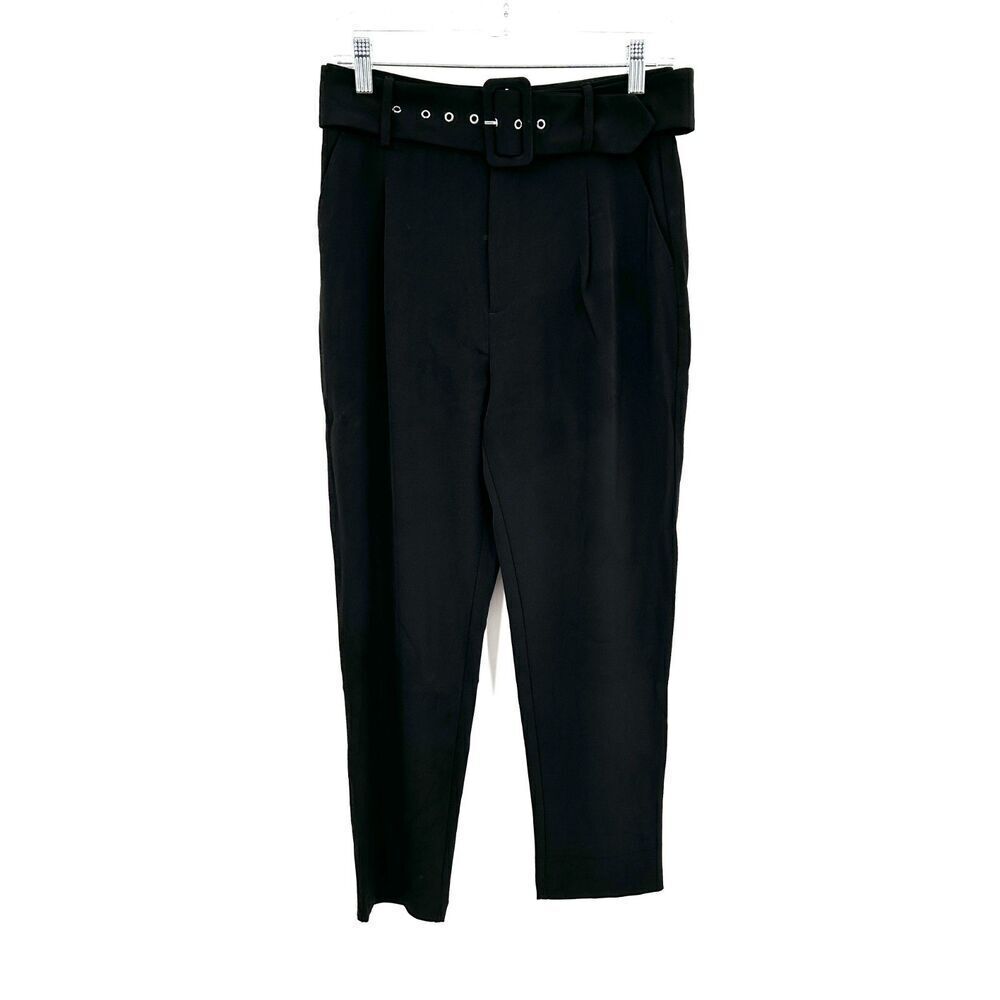 JASON WU Women's Black Lightweight High Rise Belted Trouser Office Pants Size 4